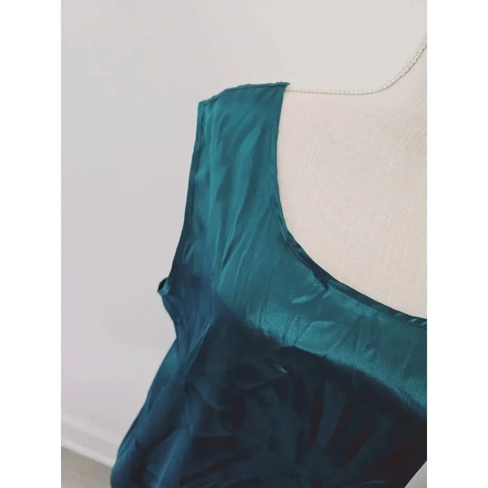 Victorias Secret Country Satin Silky Monogram Emerald Green Tank Top Camisole L - Picture 6 of 13